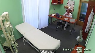 Huge tits patient finger by nurse in fake hospital