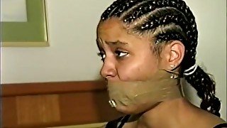 Ebony Girl Gagged With Stuffing And Tape