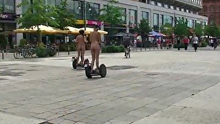 Hot Agnes and crazy Linda naked on public streets