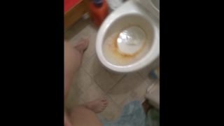 Dirty Talking Camgirl Slut TRIES to Pee into Toliet Standing Up & FAILS! Pissy Mess Bathroom Floor!!