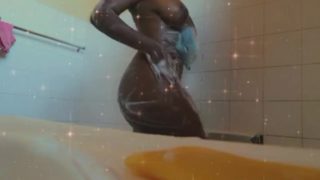 18 year old ebony teen with a big ass having a sexy bath - Lily Star