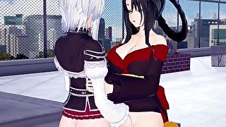 High School DxD Koneko and Kuroka Lesbian Hentai