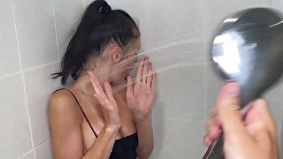 Refreshed Roommate in Cold shower after party