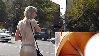 Unforgettable golden-haired upskirt