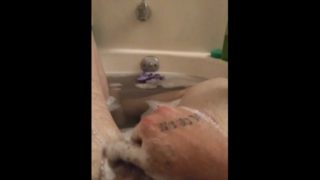 Uncut cock in tub