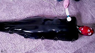 Tiny Slut Is Muzzle Gagged Then Locked In A Latex Sack &amp; Made To Cum On A Magic Wand! - Teaser Video