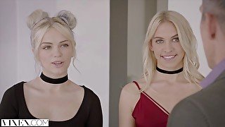 Cute-looking hotties Khloe Kapri and Alex Grey VS long penis