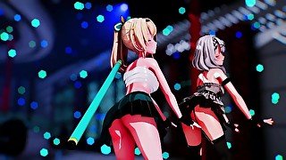 【MMD Hololive】《Chloe (沙花叉クロヱ)  ~ Iroha (風真いろは)》~《愛包ダンスホール(Heart Pie Dancehall) HIMEHINA》【4k/60fps】