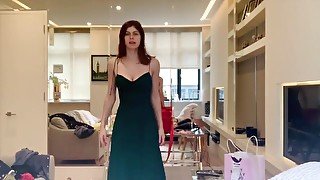 Cute pornstar changes dresses online on quarantine