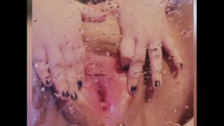 BBW fucks self with dildo squirting on mirror