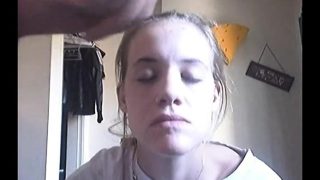 German teen on webcam with a pencil