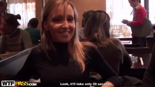 Gorgeous golden-haired Stacy Cute attending in amazing blowjob porn in public place