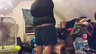 buttcrack doing chores - big shorts keep falling down