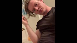 Cute guy strokes a big cock