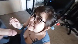 DD Sadie is Mei from Overwatch Sucking Dick and Taking Cum