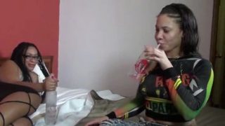 Admirable black whore in beautiful lesbian sex video