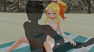 3D HENTAI Yamada Elf Rides Cock On The Beach