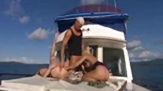 Sharka Blue and Katy Caro 3some Boating