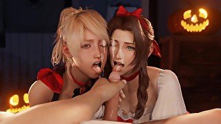 Lunafreya & Aerith came for candy but only your Cock was left