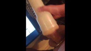 Hot blonde cumtribute , massive cumshot after fucking fleshlight