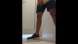 beach guy took a long piss at a public toilet