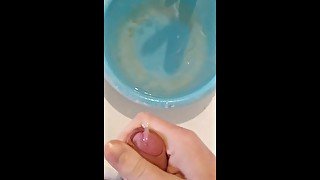 Masturbating ending with multiple cumshot explosion