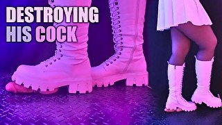 White Snow Boots Cock Crush in 3 POVs - CBT, Bootjob, Trample, Trampling