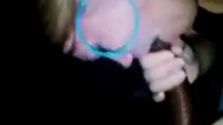 Blonde sucking BBC and swallowing cum