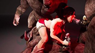 Fitness Girl Getting Fucked by three Beasts