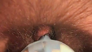 Homemade close up video with me toying my hairy pussy