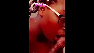 Cute nerdy ebony queen deepthroating bbc