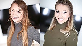 TAYLOR SANDS & AKARRA SUMMERS SHOW OFF THEIR BODIES AND SUCK COCK