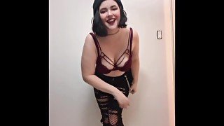 Big Tiddy Goth girl strip tease