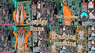 Runa cosplay smoking and dancing for you