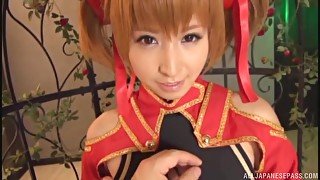 Cute Japanese chick in cosplay moans during passionate fucking