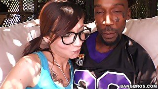 Kinky black head Coco Velvett gets fucked missionary by a black dude