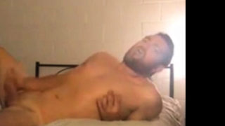 bearded dad stroking his big cock