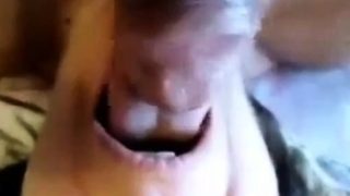 Cumming in mouth of my horny mature slut. Amateur