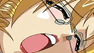 Hentai blondie in glasses gets bent over and fucked doggy style