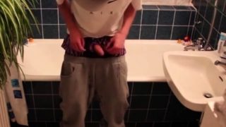 Uncircumcised skinny teen pee pants