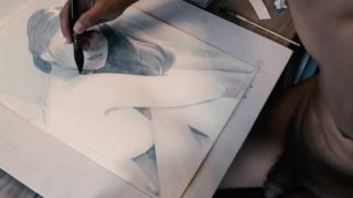 Painting Ai Uehara while Naked - NakedArtist