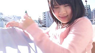 JAVHUB Japanese teen fucked from behind on the balcony