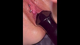 Horny Stepsister Squirts First Time 16inch Black Cock