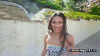 Ebony teen picked up and fucked