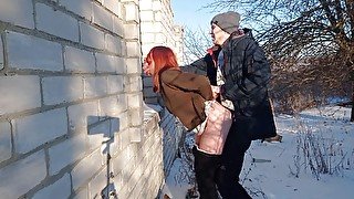 Outdoor sex in winter - Guy fuck me hard