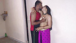 Handsome chick with naturals making love with her lover