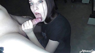 Sexy lover girl sucks my dick and swallows all cum