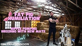 Fat pig humiliation - nipple pump and new breeding mate