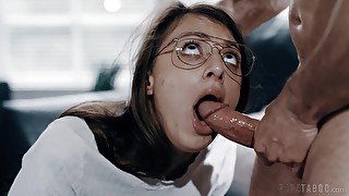 Deep dose of cock for the nerdy teen with facial in the end