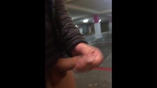 WANK in a PARKING GARAGE ** heard someone coming **